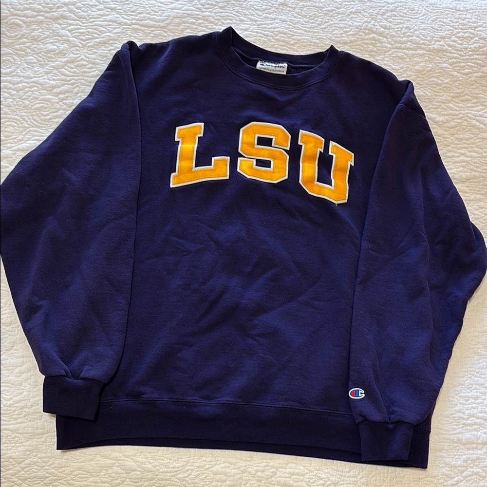 Champion Purple LSU Crew Neck Sweatshirt